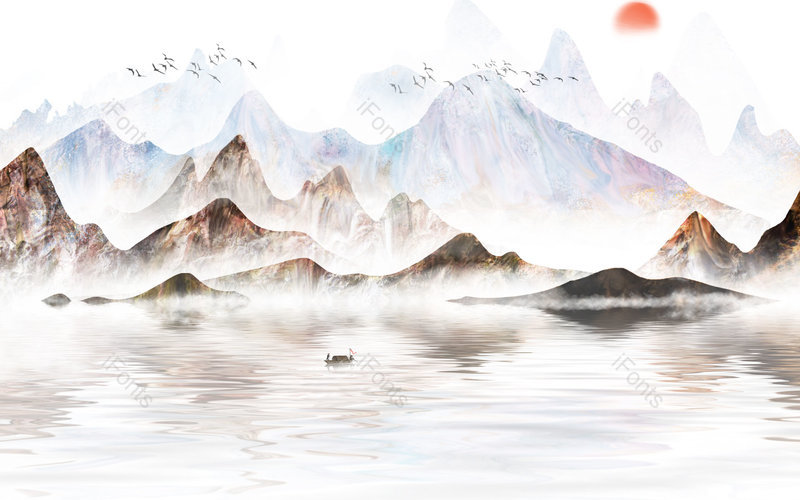 中国风复古手绘风景山水插画背景设计,插画/手绘图,插画/手绘图库,插画/手绘图下载,插画/手绘